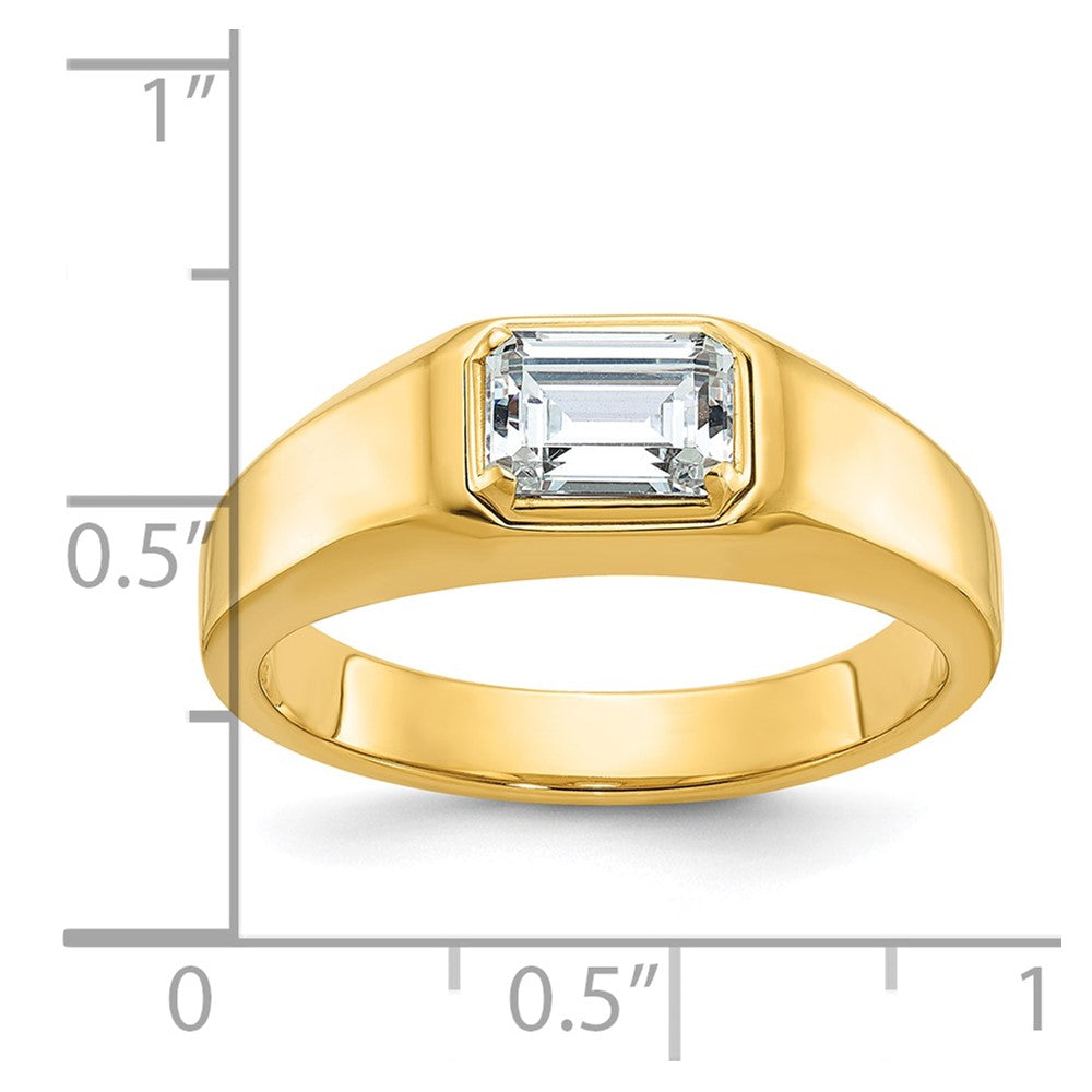 14k 1 ct Lab Grown Diamond VS/SI+ G+ Emerald Complete Polished Men's Ring