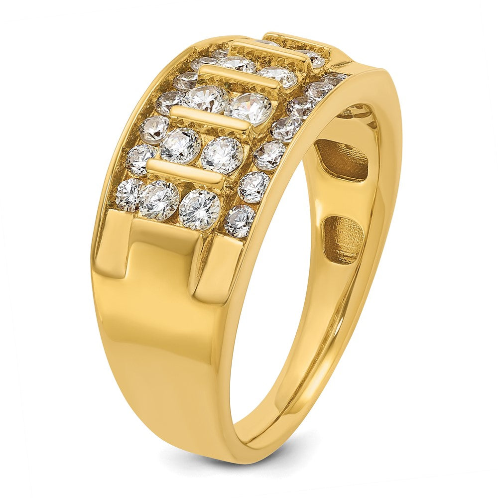 14k 1 1/8 ct Lab Grown Diamond VS/SI+ G+ 4 Row Men's Ring