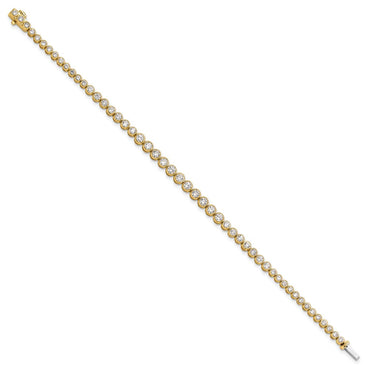 14k 3ct Lab Grown Dia VS/SI+ G+ Comp Round Bezel Set 7in Tennis Bracelet