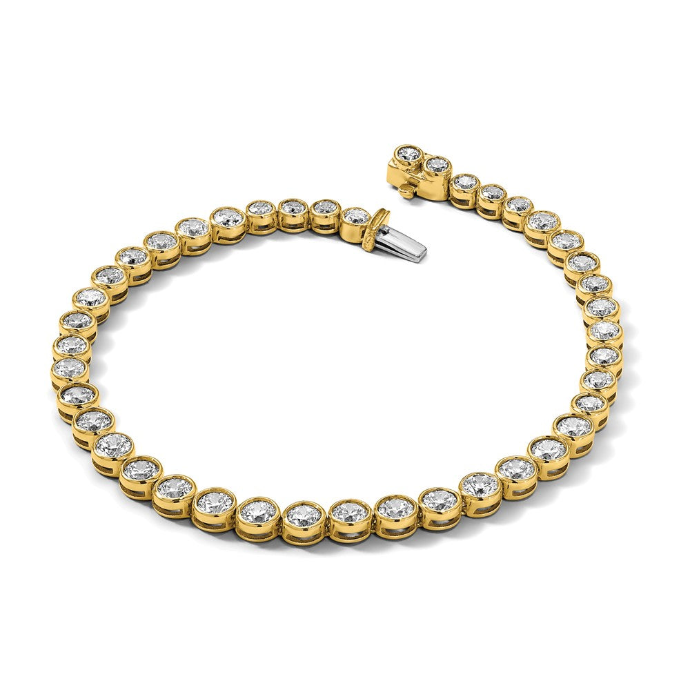 14k 3ct Lab Grown Dia VS/SI+ G+ Comp Round Bezel Set 7in Tennis Bracelet