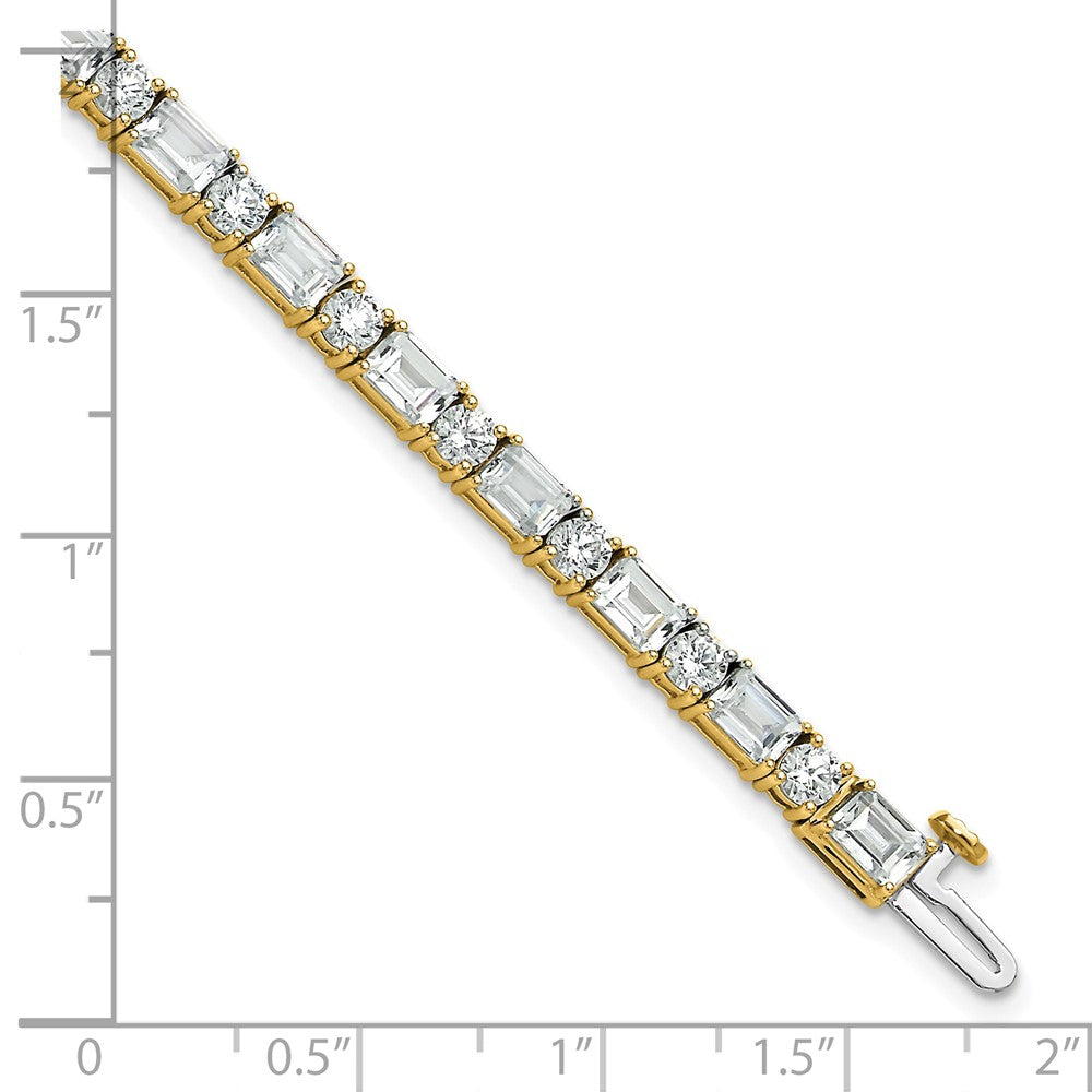 14k 10ct Lab Grown Dia VS+ F+ Comp Emerald/Round Tennis Bracelet