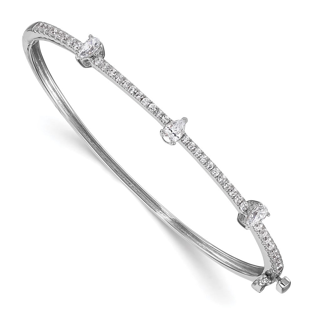 14kw 1 1/4ct Lab Grown Dia VS/SI+ G+ Comp Round & Pear Hinged Bangle