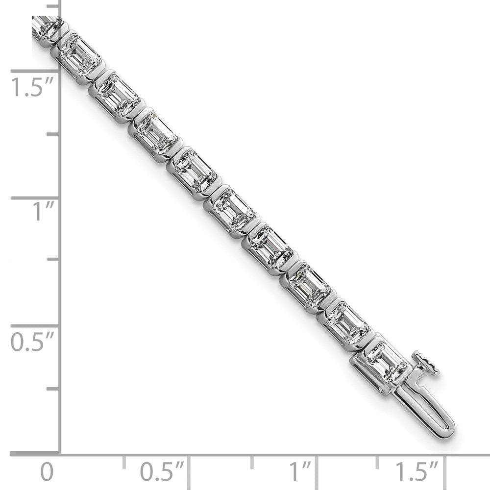14kw 7 1/2ct Lab Grown Dia VS/SI+ G+ Comp Emerald Bezel Tennis Bracelet