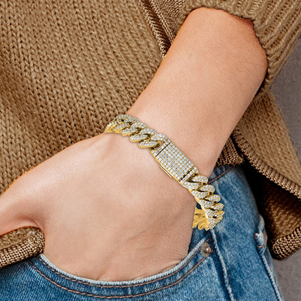 10k 9 1/6ct Lab Grown Dia VS/SI+ G+ Comp 4mm Pavé Cuban Link Bracelet