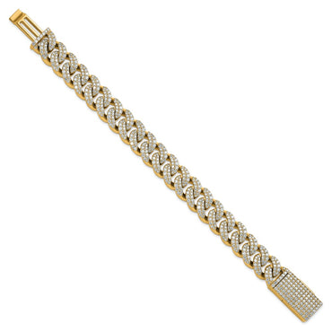 10k 11 3/8ct Lab Grown Dia VS+ F+ Comp 4mm Pavé Cuban Link Bracelet