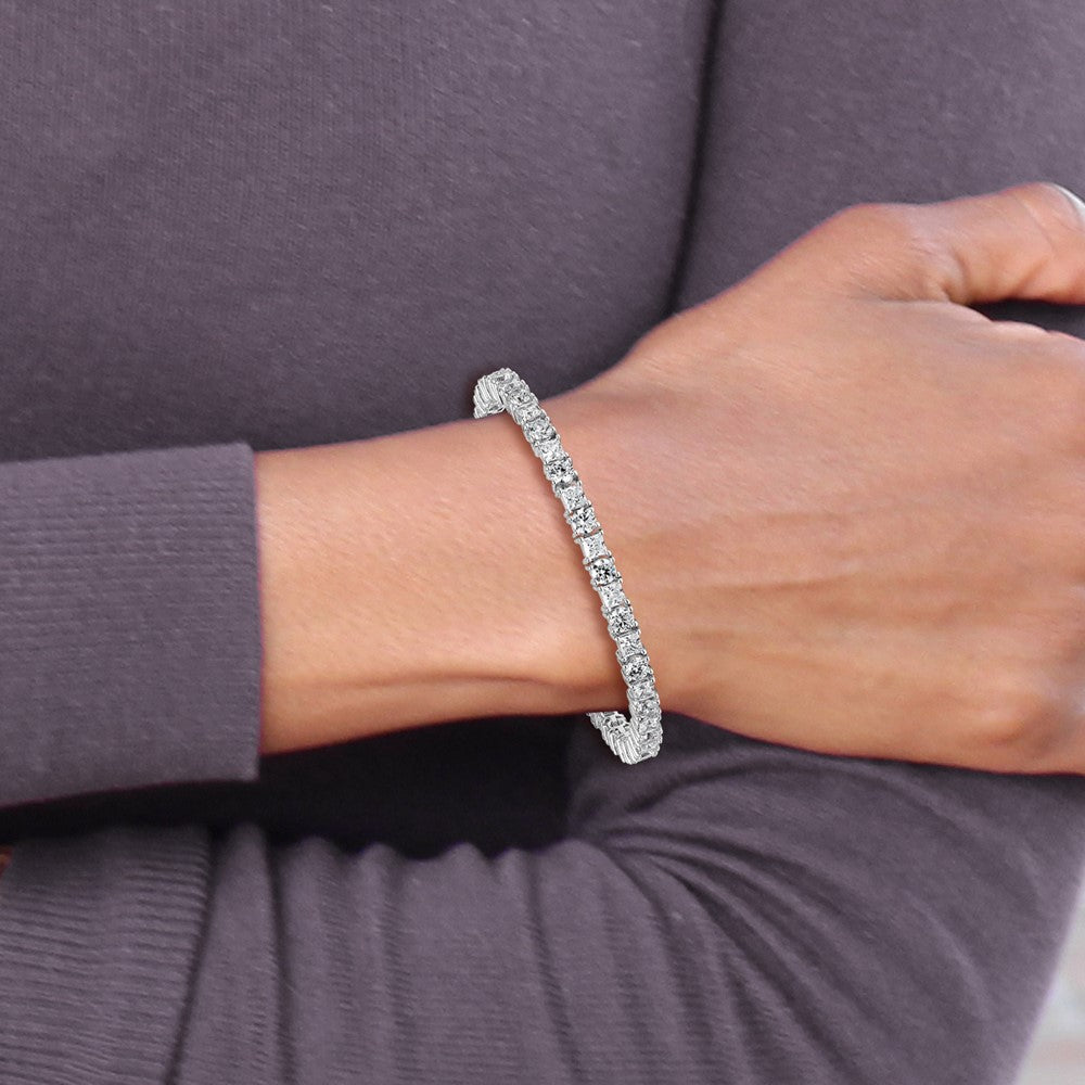 14kw 10ct Lab Grown Dia VS+ F+ Comp Princess/Round Tennis Bracelet