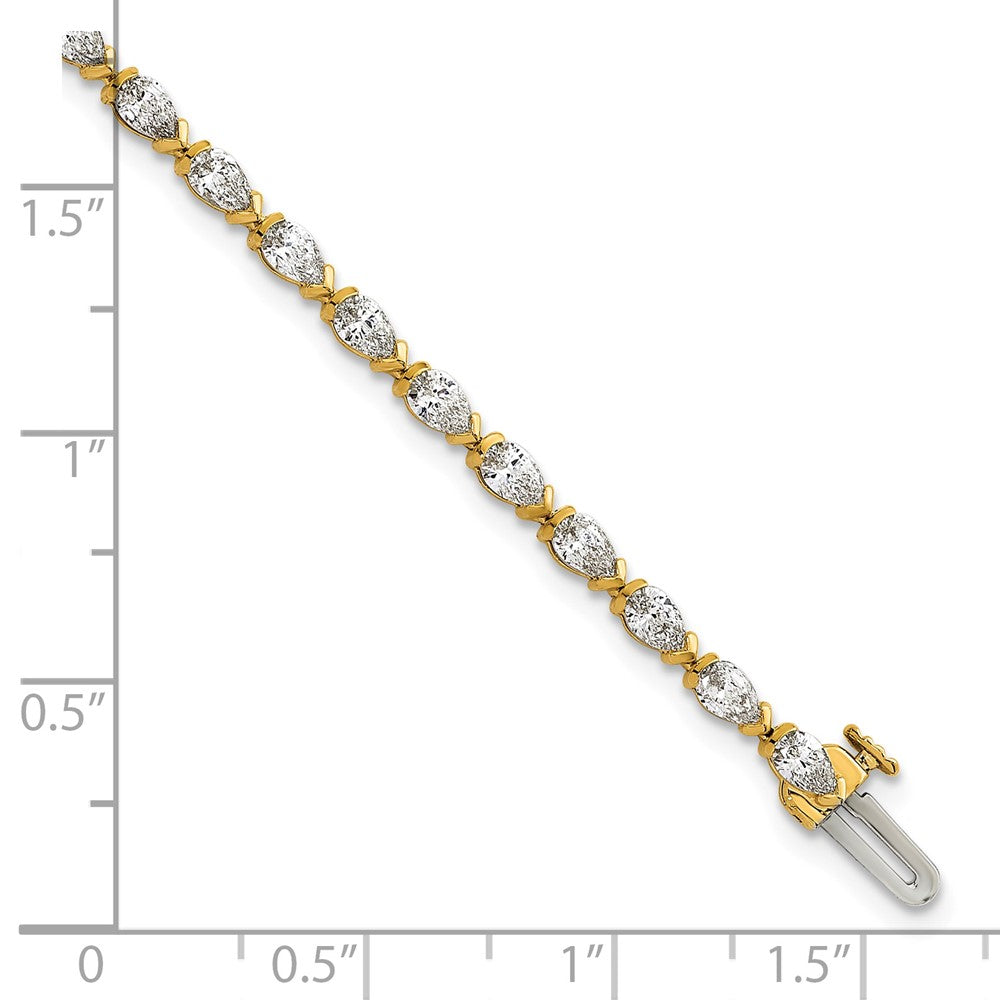 14k Pear Lab Grown Diamond VS+ F+ Half Bezel Set Tennis Bracelet