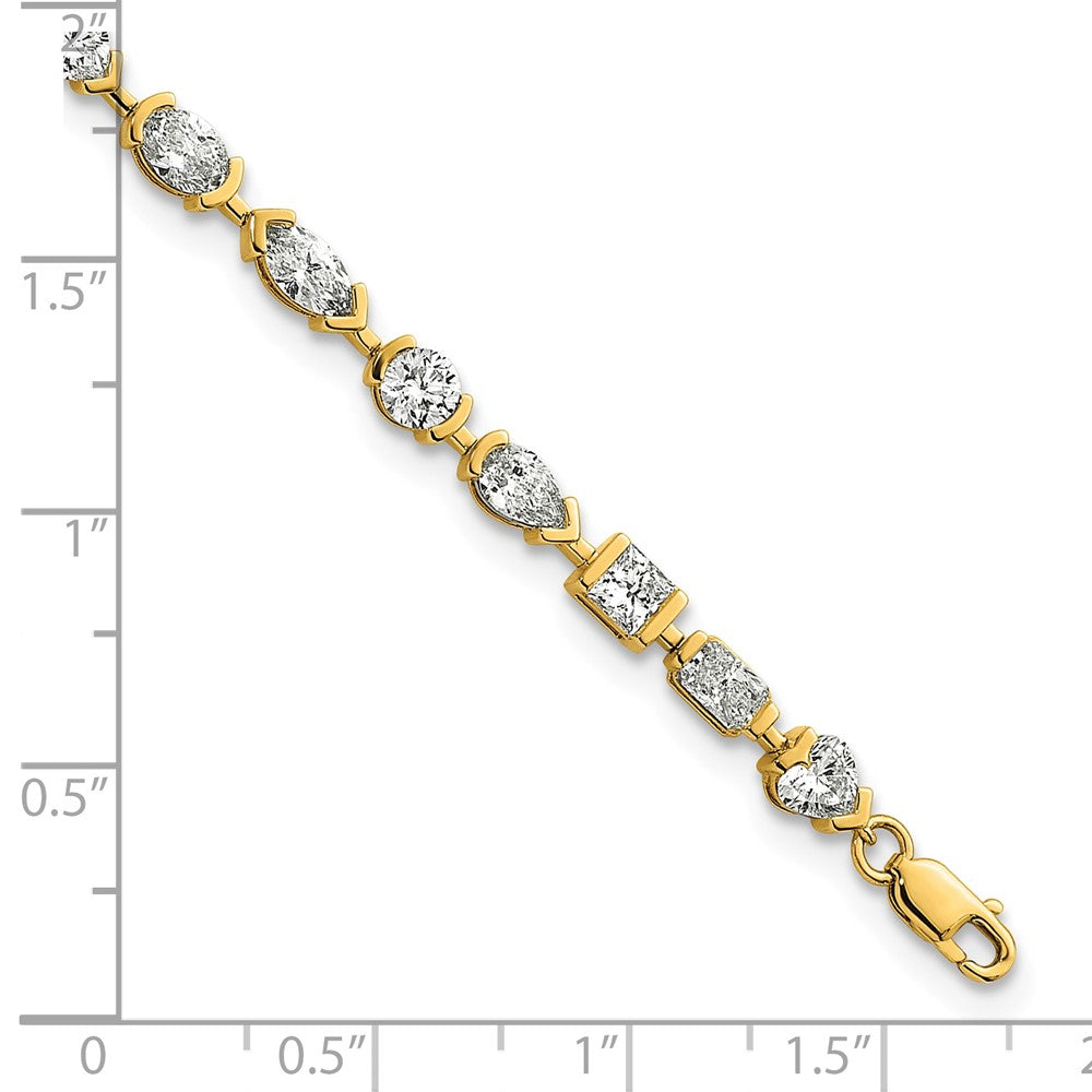 14k Lab Grown Diamond VS+ F+ Half Bezel Set 6.75in + 1in ext. Tennis Bracel