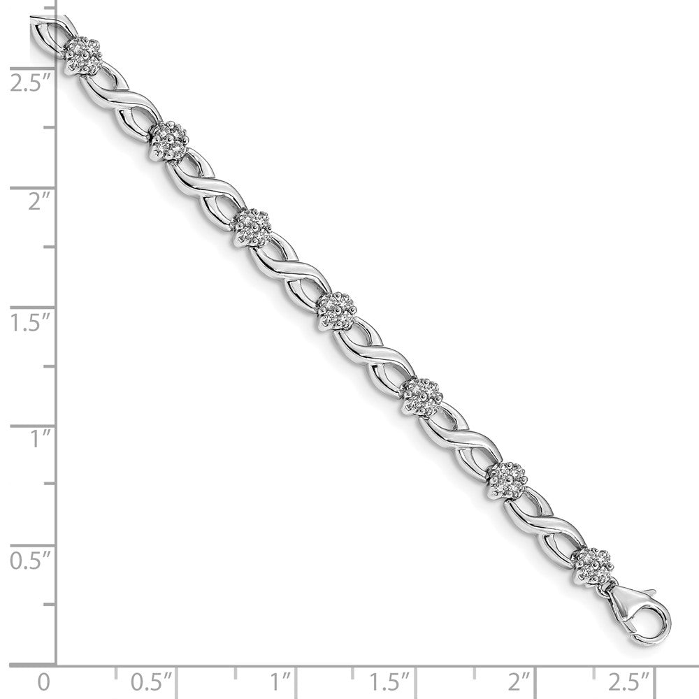 14kw 1 ct Lab Grown Dia VS/SI+ G+ 7 in Comp Flower Infinity Bracelet