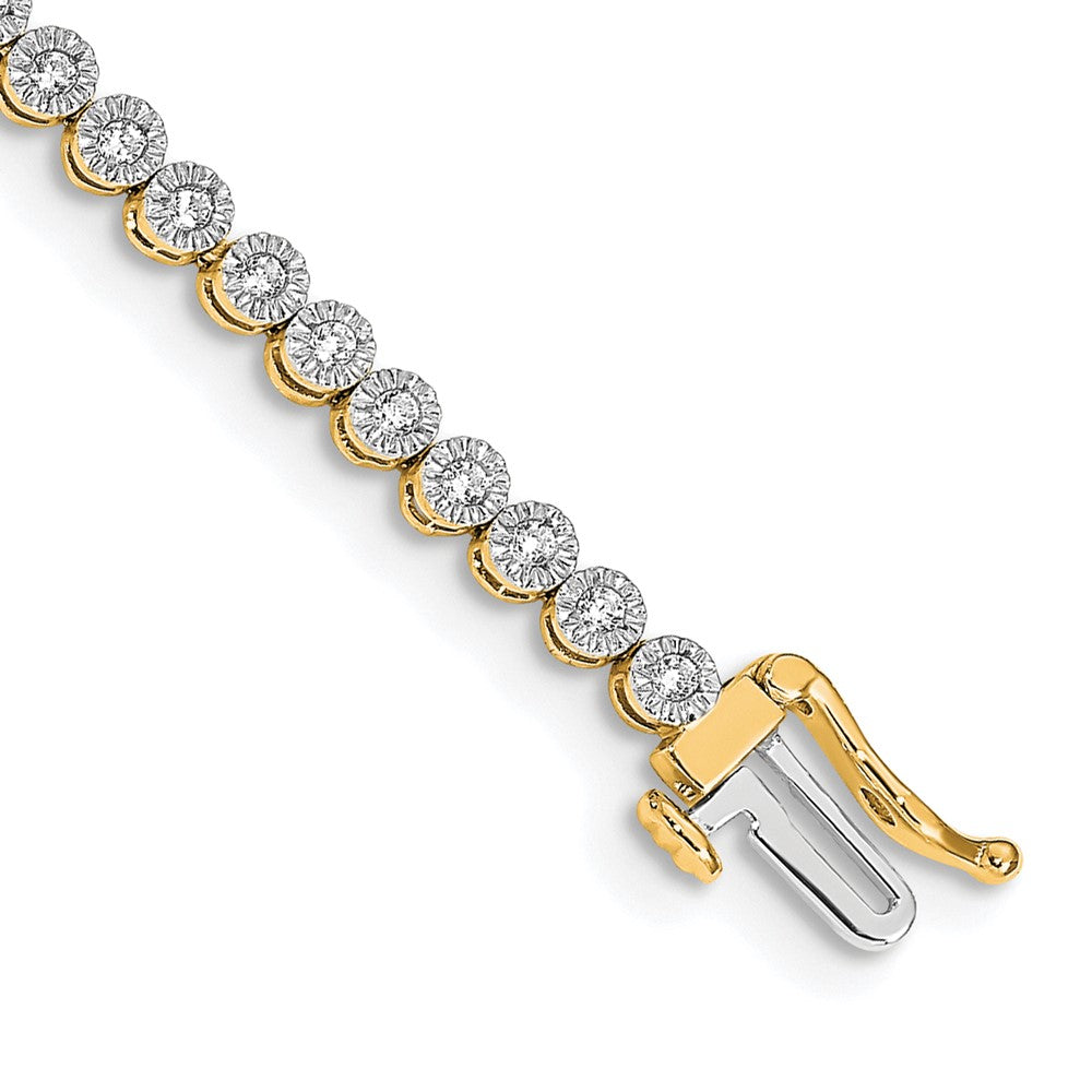 14k 1 ct Lab Grown Dia VS/SI+ G+ 7in Comp Fancy Tennis Bracelet