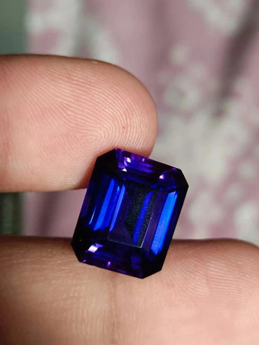 Certified 9.80 Ct Natural Blue Sapphire Emerald Cut Cornflower Loose Gemstone ABC Jewelries