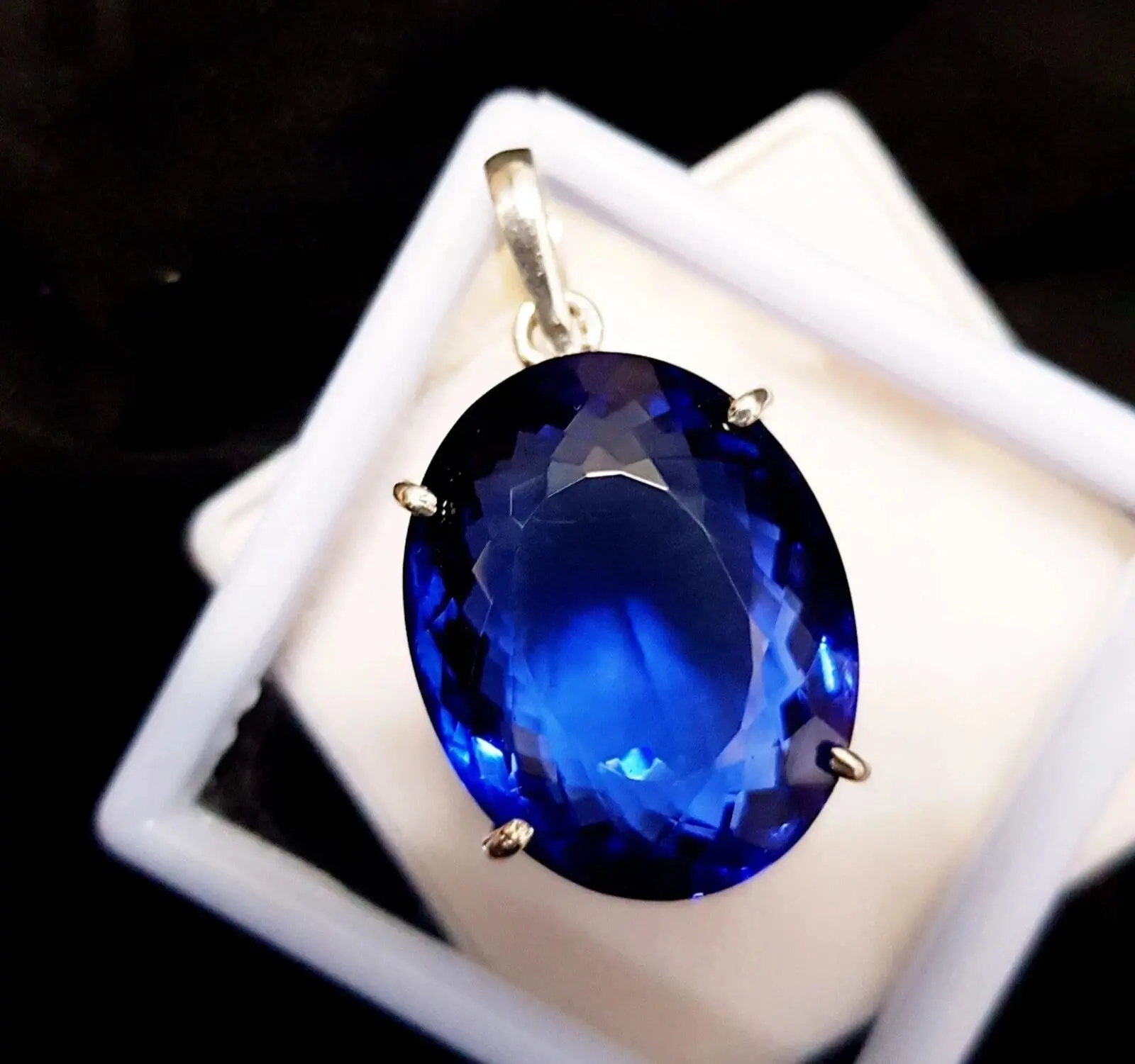 Certified AAA Natural Oval Cut 91.45 Ct Blue Topaz Pendant Loose Gemstone ABC Jewelery