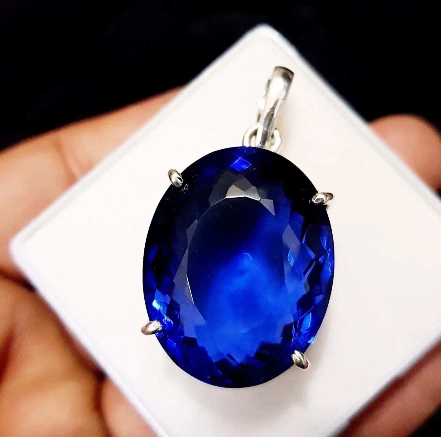 Certified AAA Natural Oval Cut 91.45 Ct Blue Topaz Pendant Loose Gemstone ABC Jewelery