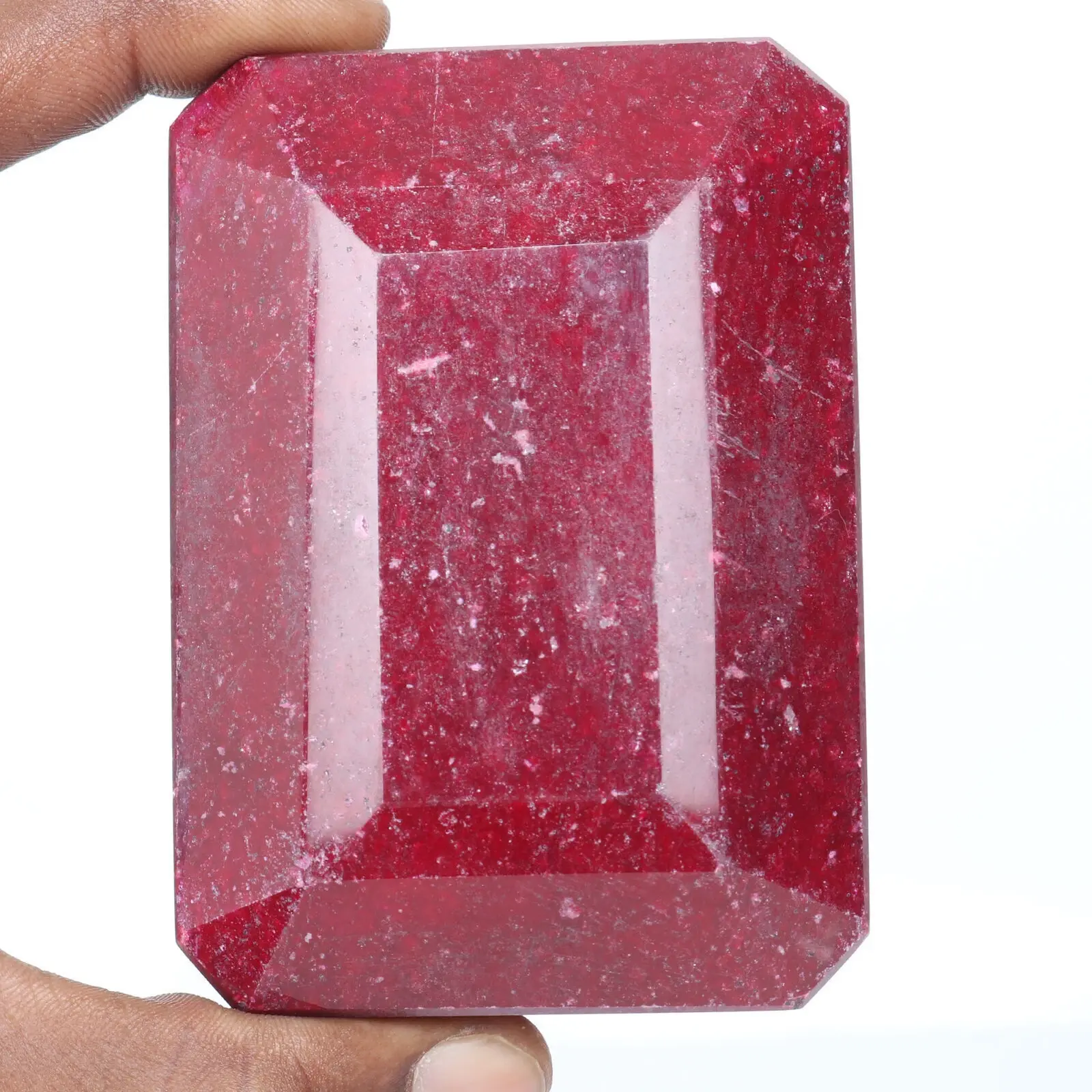 Certified Natural Big Size Red Ruby 2505 Ct. Faceted Emerald Cut Loose Gemstone ABC Jewelery