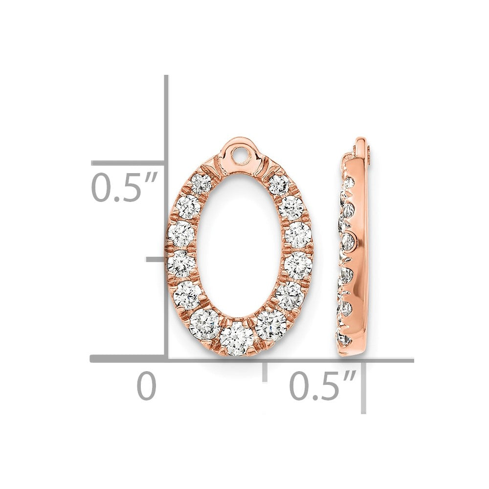 14k Rose Gold 1 1/3ct Lab Grown Dia VS/SI+ G+ Oval Earring Jackets