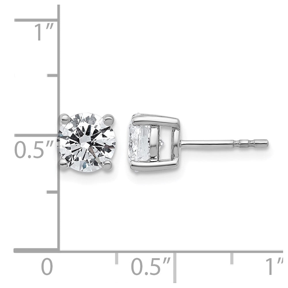 SS RH-plated 2ct Lab Grown Diamond VS+ F+ Round Complete Stud Earrings