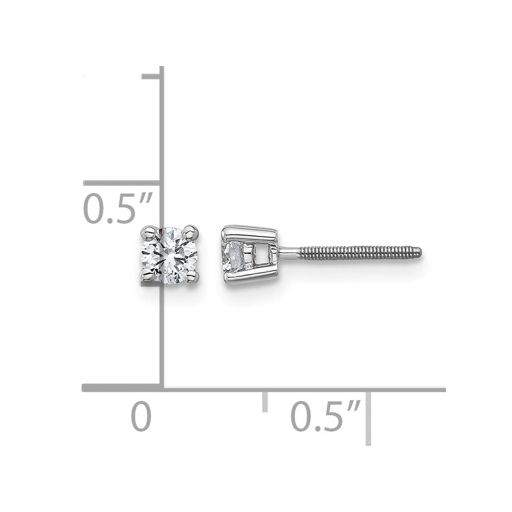 18kw 1/3ct Lab Grown Diamond VS+ F+ Round Complete Screwback Earrings