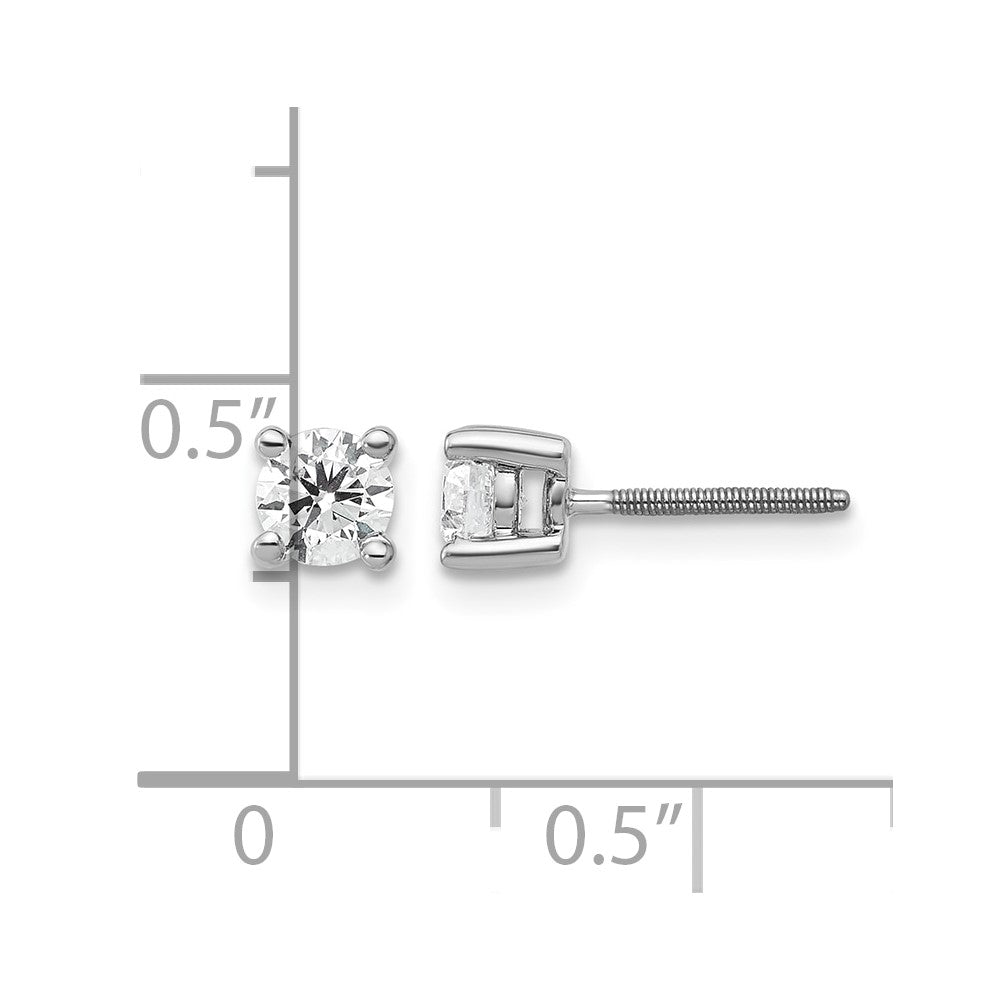 18kw 1/2ct Lab Grown Diamond VS+ F+ Round Complete Screwback Earrings