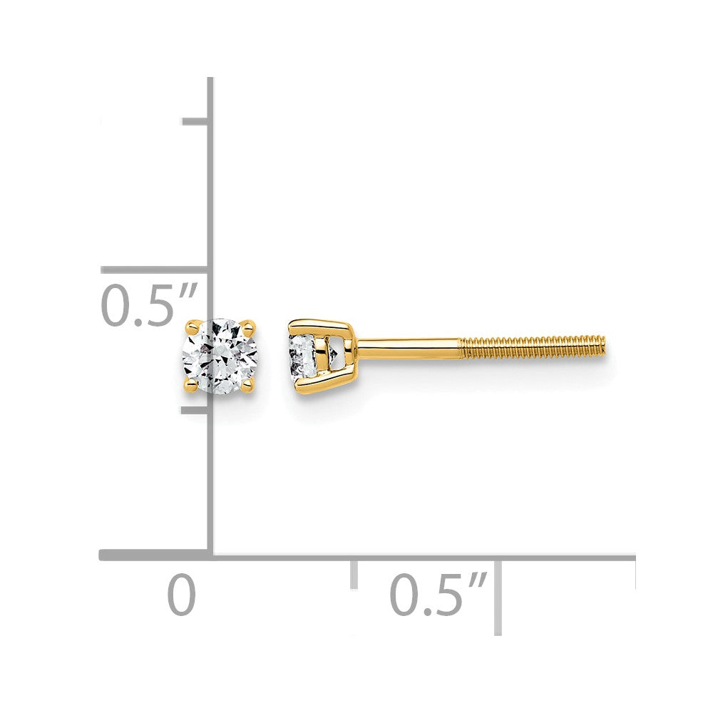 14ky 1/4ct Lab Grown Dia VS+ F+ Round Comp Ltwt Screwback Earrings