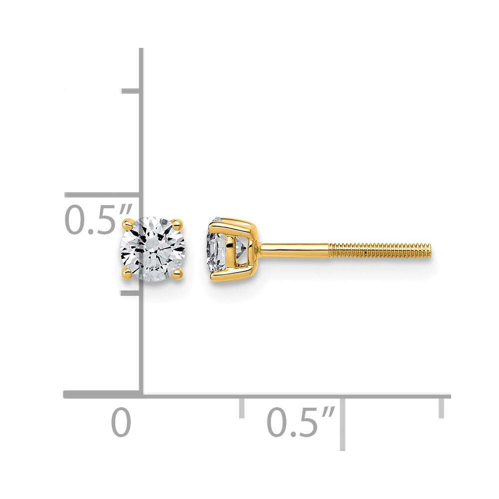 14ky 1/2ct Lab Grown Dia VS/SI+ G+ Round Comp Ltwt Screwback Earrings