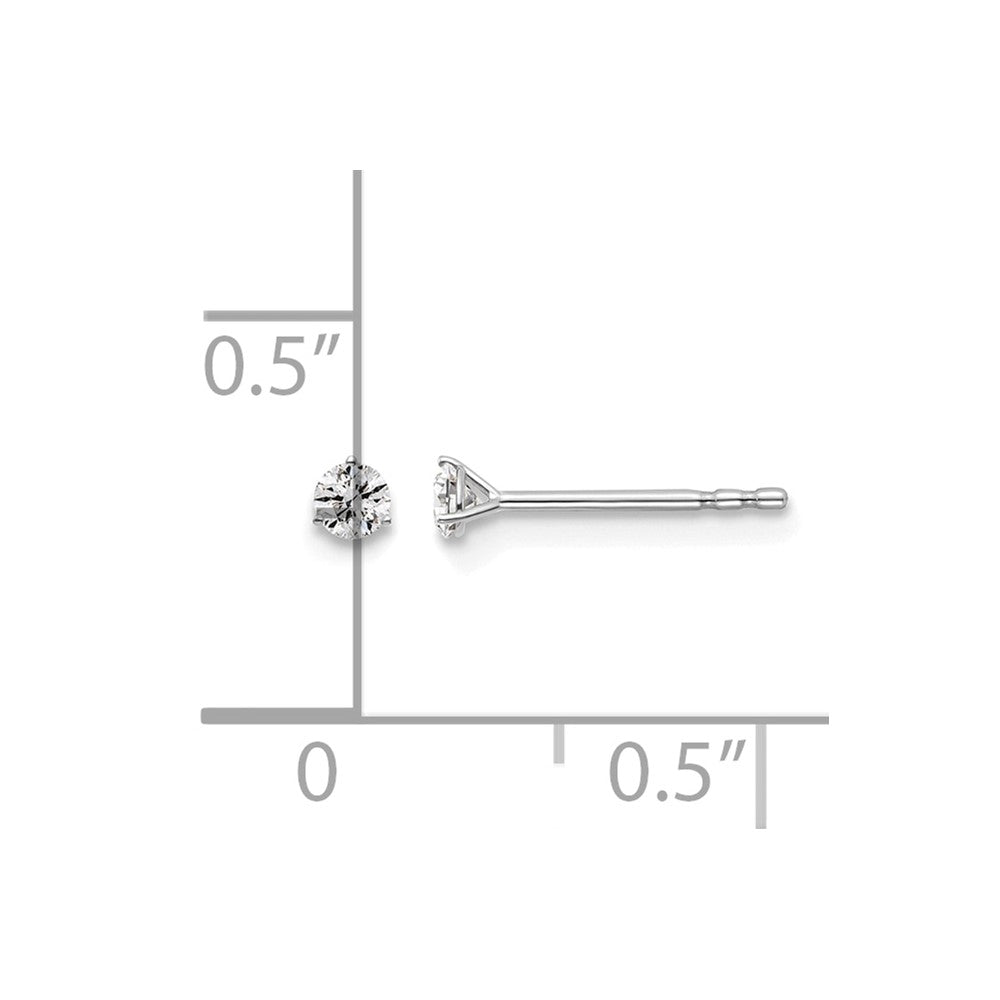18kw 1/10ct Lab Grown Diamond VS+ F+ Round Comp 3 Prong Stud Earrings