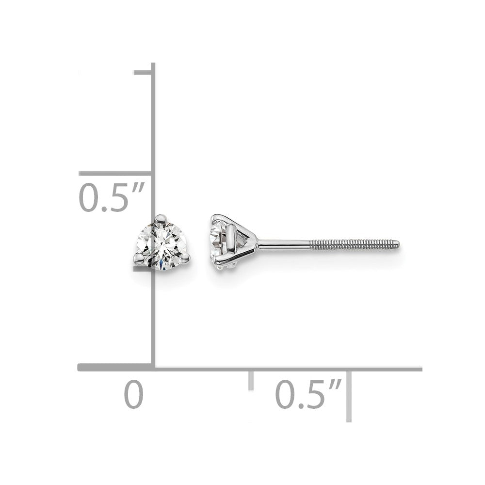 18kw 1/4ct Cert Lab Grown Diamond VS+ F+ Round Comp Screwback Earrings