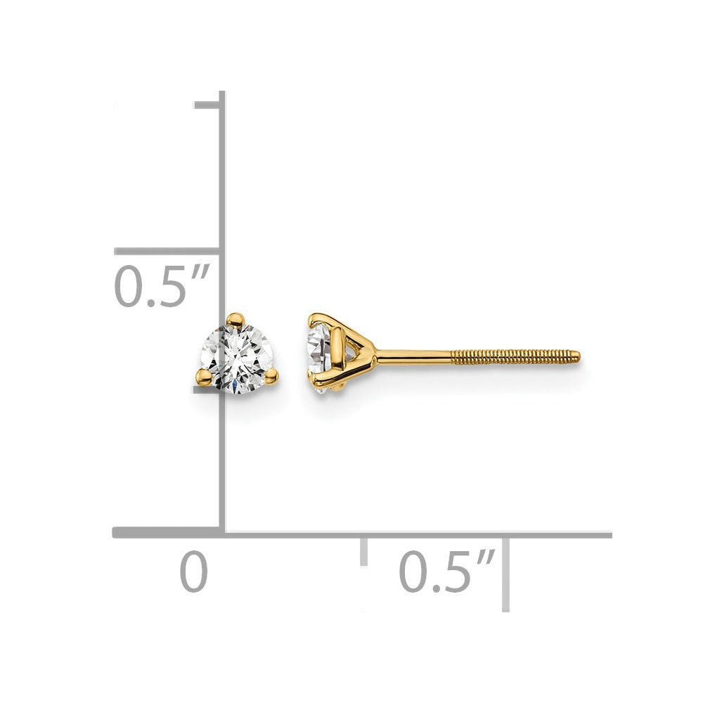 14ky 1/4ct Lab Grown Dia VS+ F+ Round Comp Screwback Stud Earrings