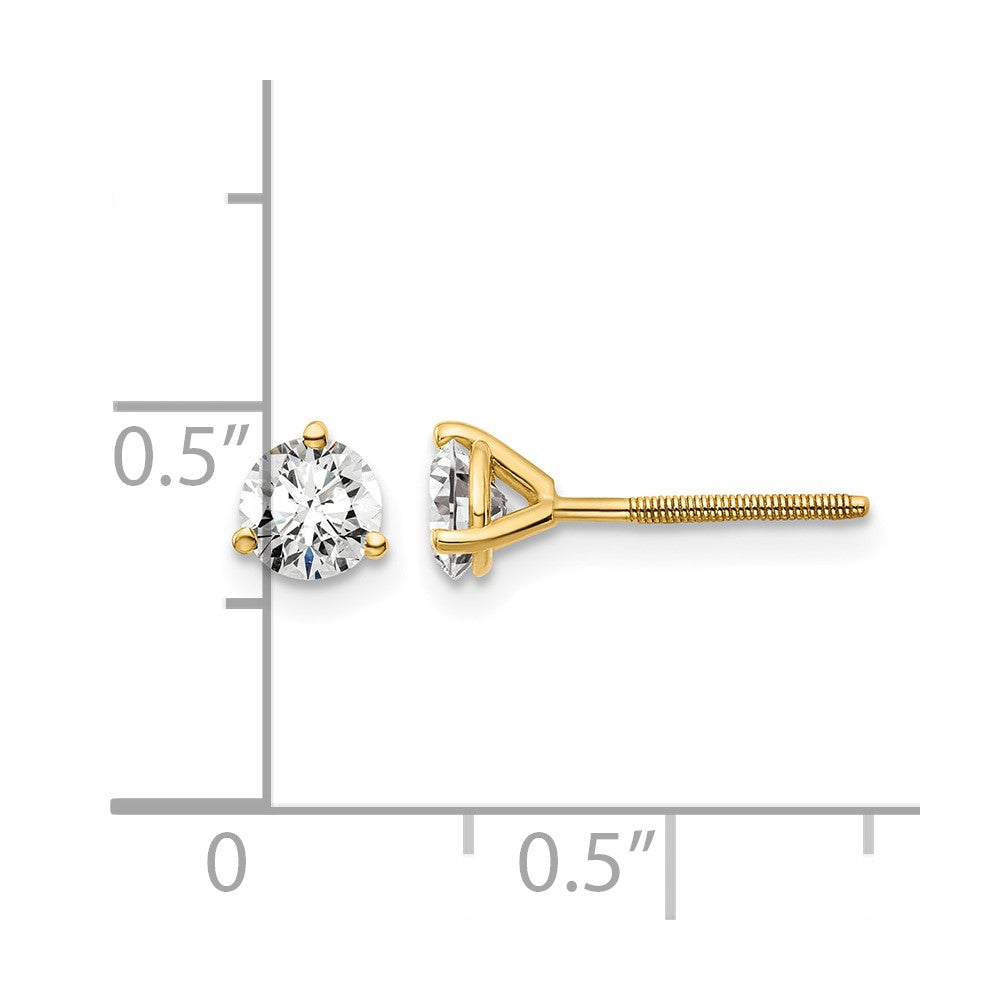 14ky 3/4ct Lab Grown Diamond VS/SI+ G+ Round Comp Screwback Earrings