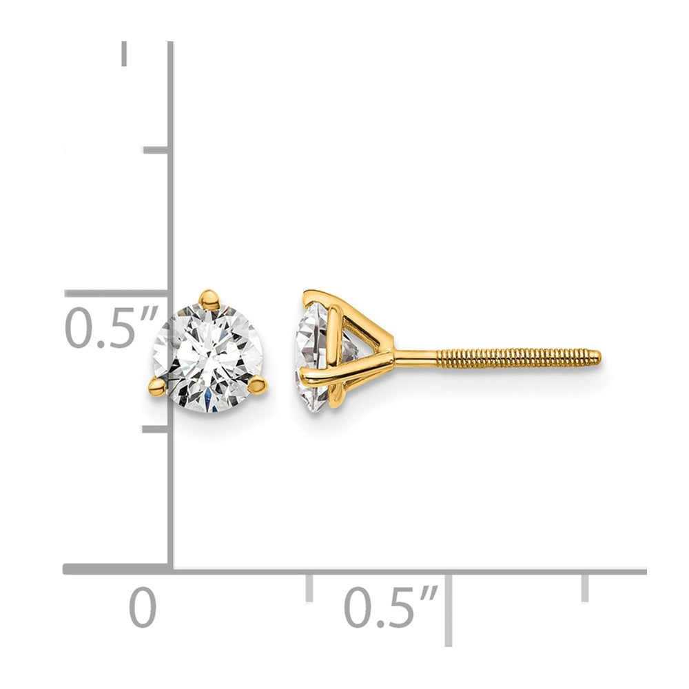 14ky 1ct Cert Lab Grown Diamond VS/SI+ G+ Round Comp Screwback Earrings