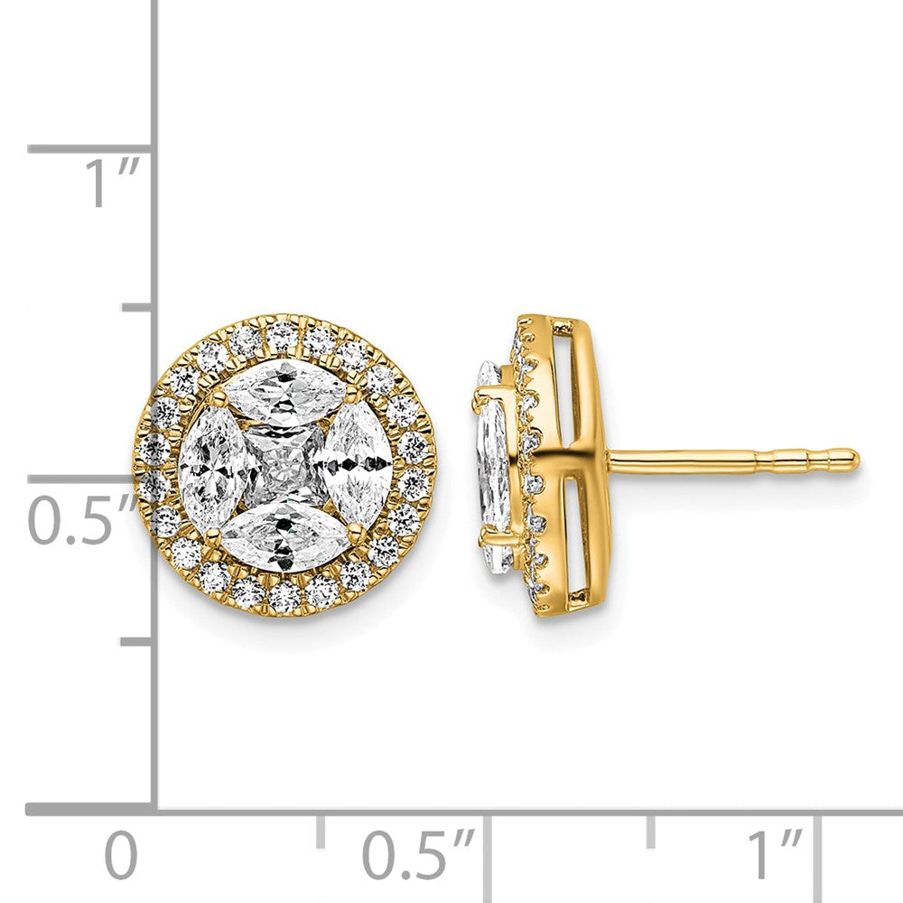 14k 1 1/2ct Lab Grown Dia VS+ F+ Marquise Complete Halo Post Earrings