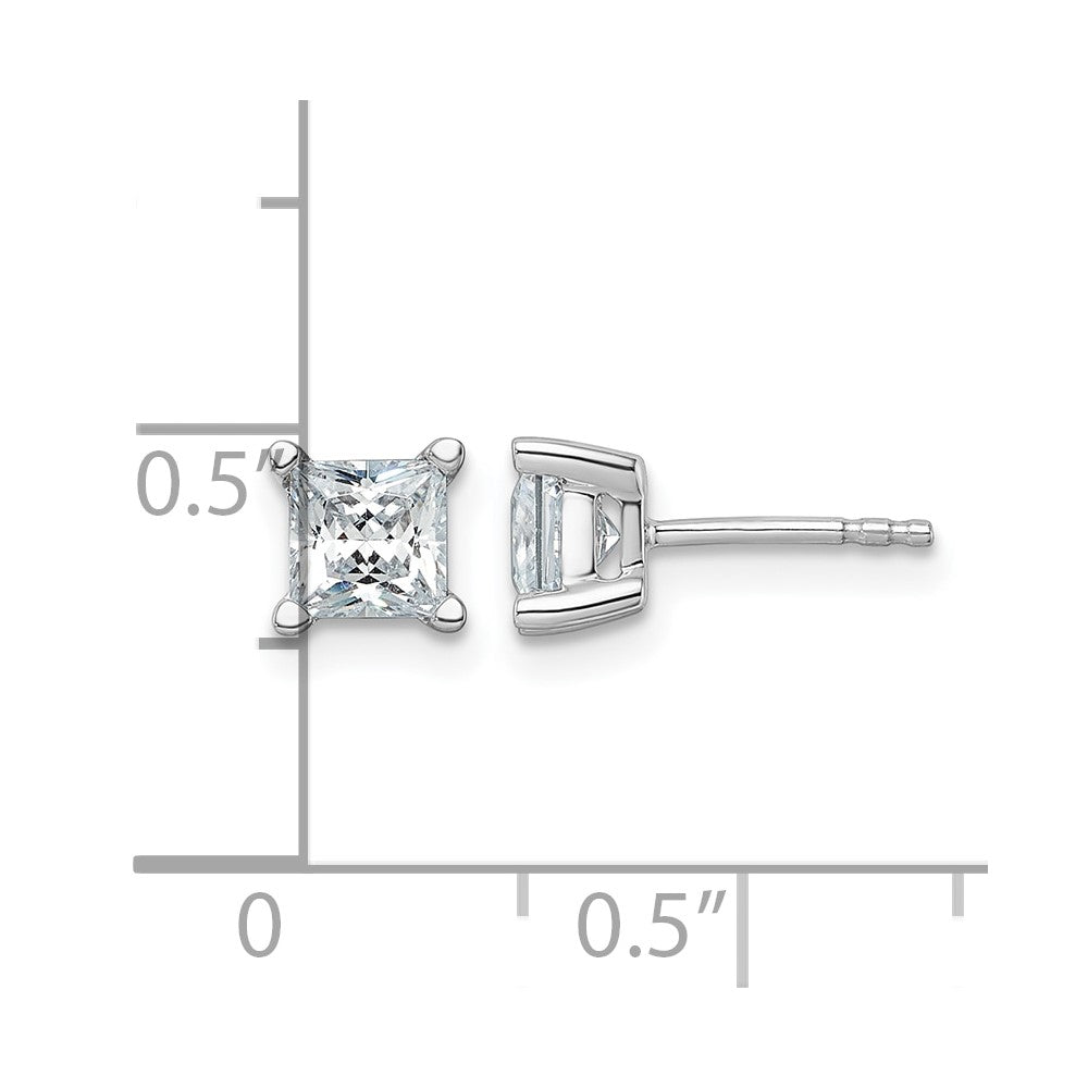 14kw 1 1/2ct Lab Grown Dia VS+ F+ Princess Comp 4 Prong Stud Earrings