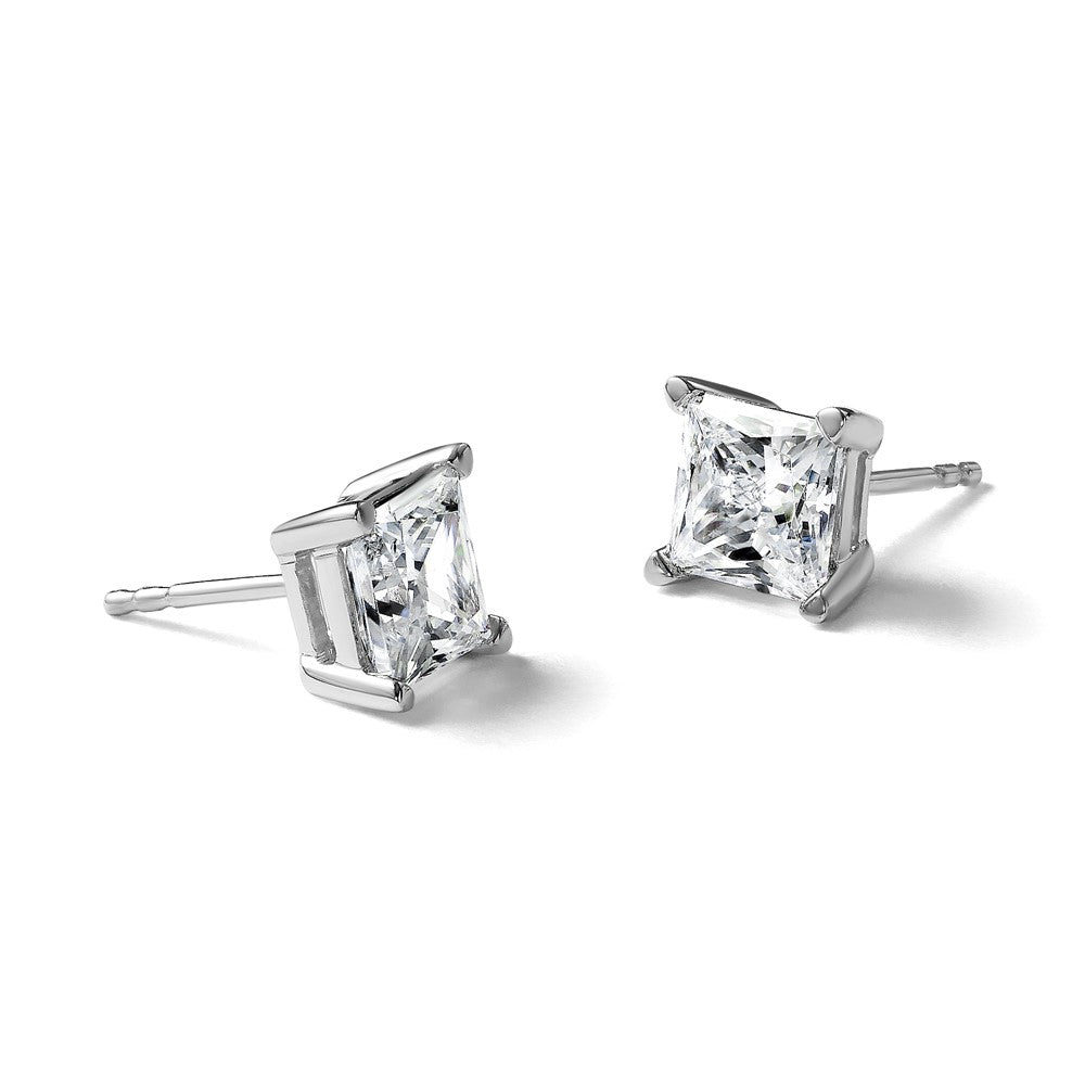 14kw 3ct Cert Lab Grown Dia VS/SI+ G+ Princess Comp 4 Prong Stud Earrings