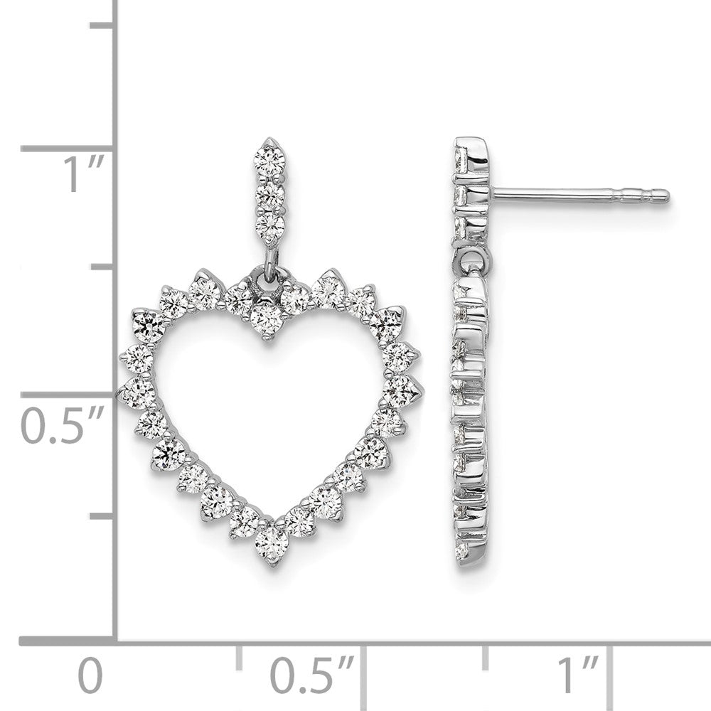14k White Gold 1 ct Lab Grown Diamond VS/SI+ G+ Dangle Heart Post Earrings