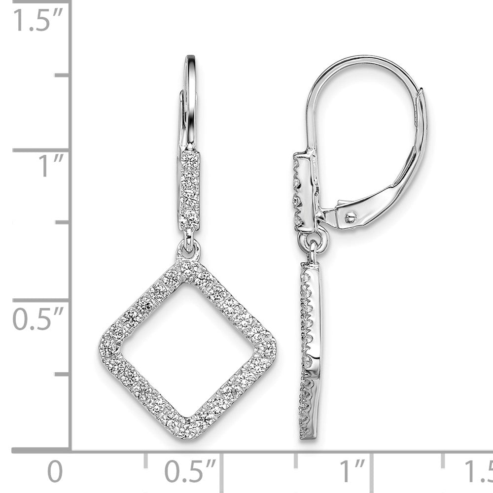 14kw 1/2ct Lab Grown Dia VS/SI+ G+ Comp Square Leverback Earrings