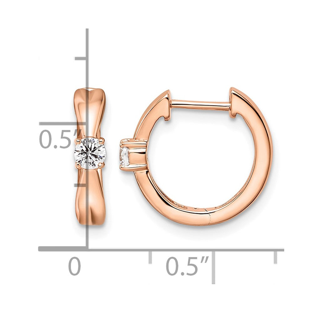 14k Rose Gold 1/5ct Lab Grown Dia VS/SI+ G+ Comp Hinged Hoop Earrings