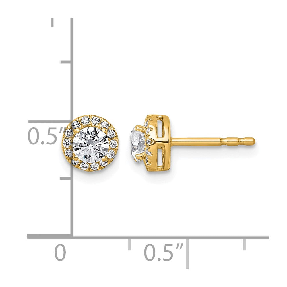 14k 5/8ct Lab Grown Diamond VS+ F+ Round Complete Halo Post Earrings