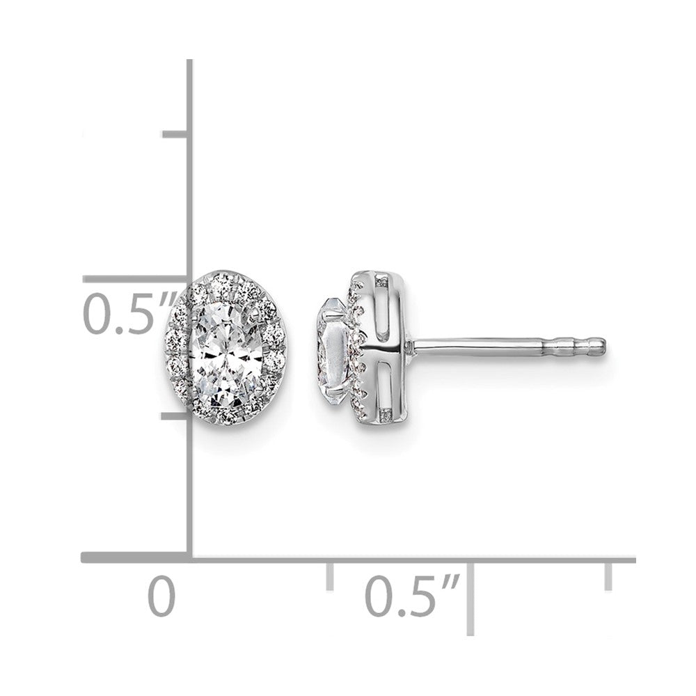 14kw 5/8ct Lab Grown Diamond VS+ F+ Complete Oval Halo Earrings