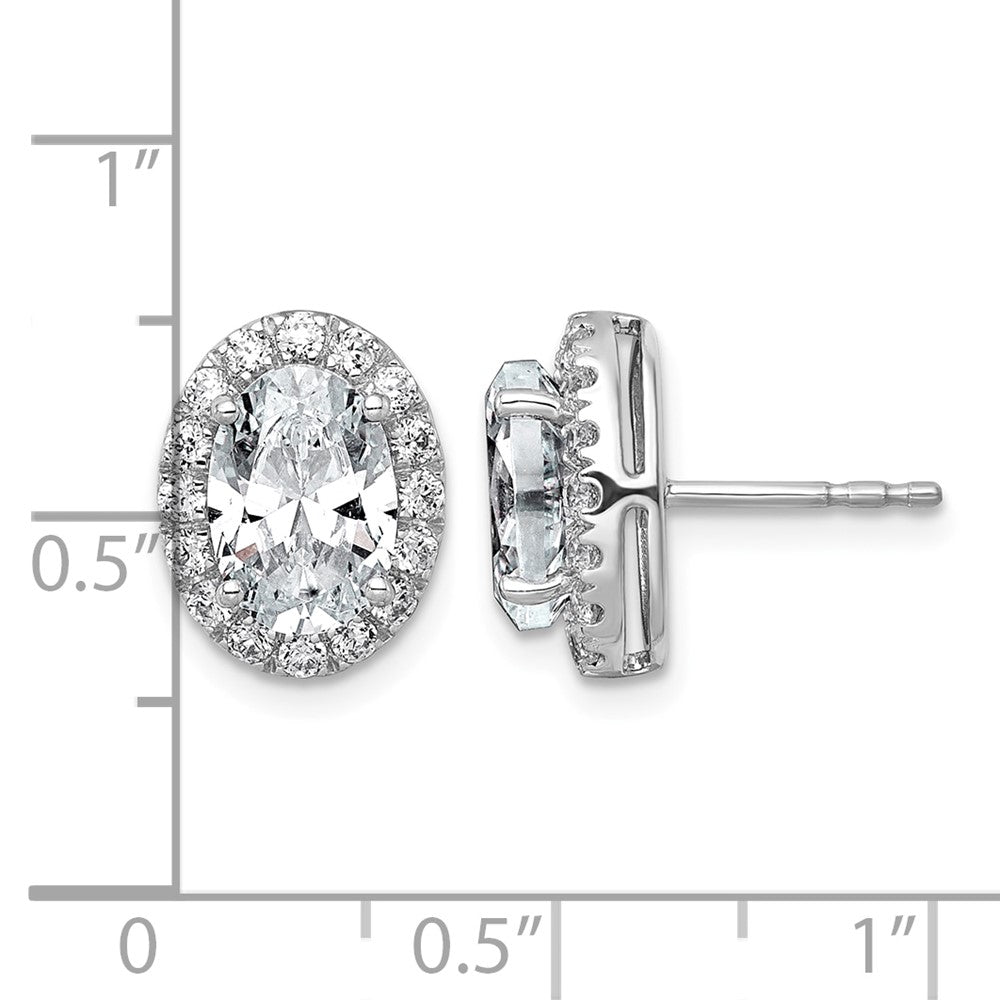 14kw 3 1/2ct Lab Grown Diamond VS+ F+ Complete Oval Halo Earrings
