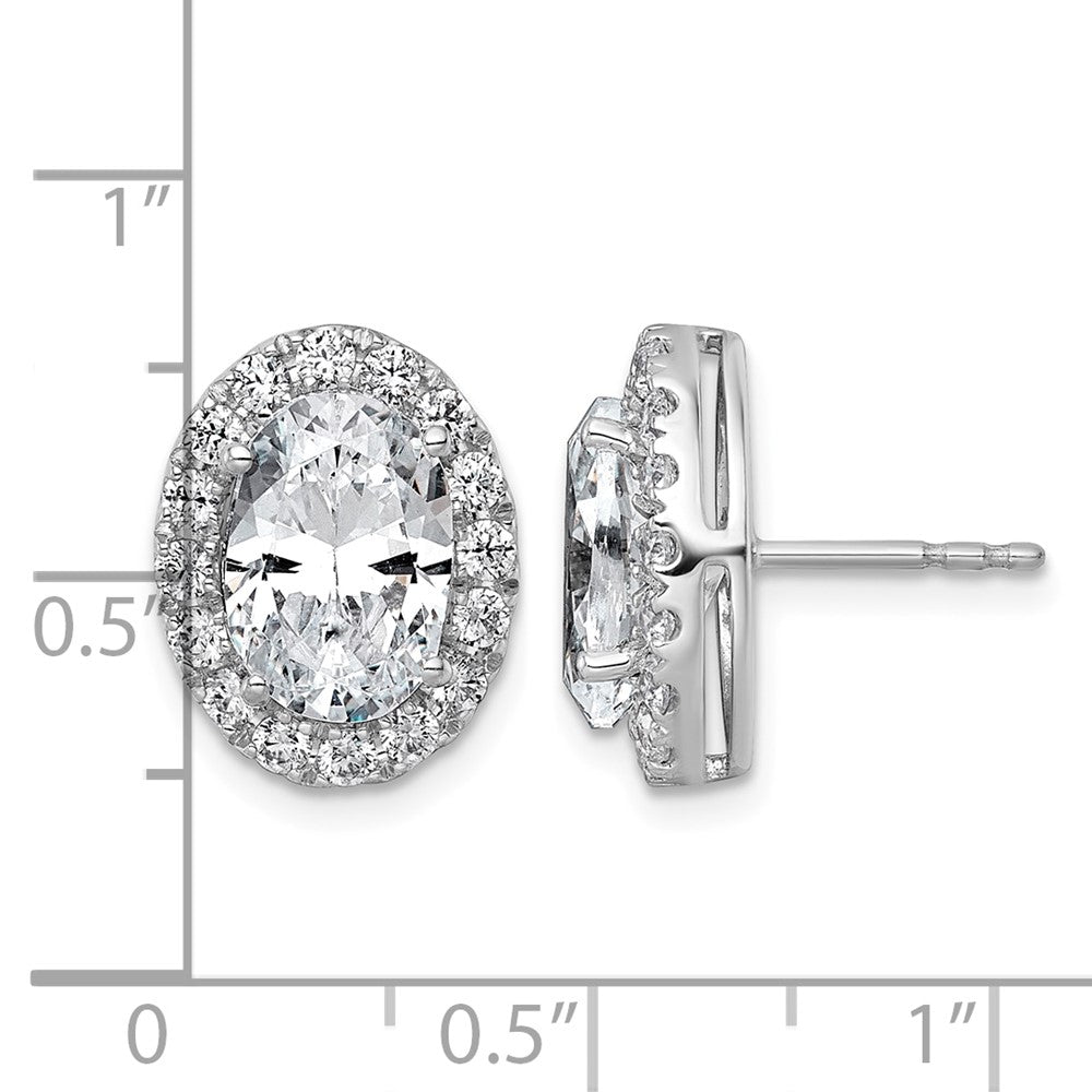 14kw 5 7/8ct Lab Grown Diamond VS+ F+ Complete Oval Halo Earrings