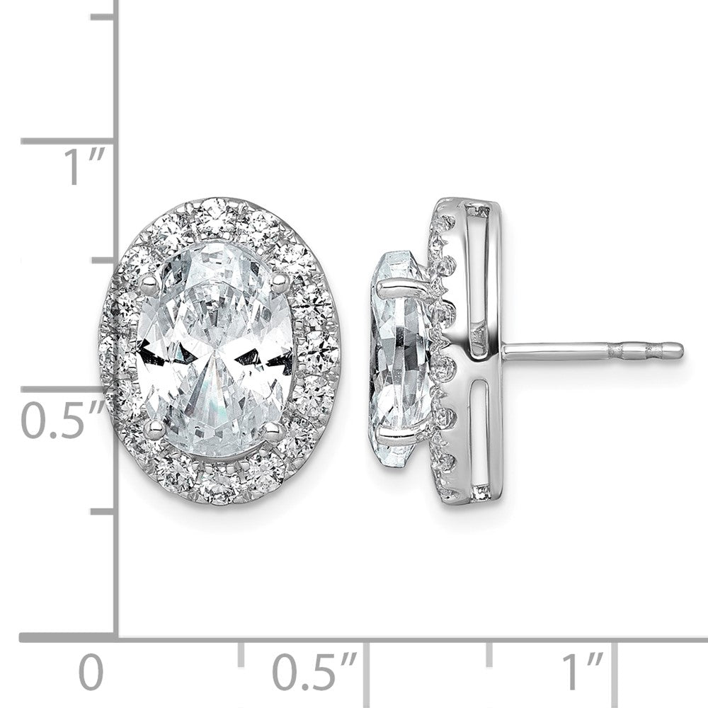 14kw 7 3/8ct Lab Grown Diamond VS+ F+ Complete Oval Halo Earrings