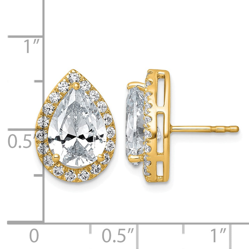 14k 5 5/8ct Lab Grown Diamond VS+ F+ Comp Pear Halo Post Earrings