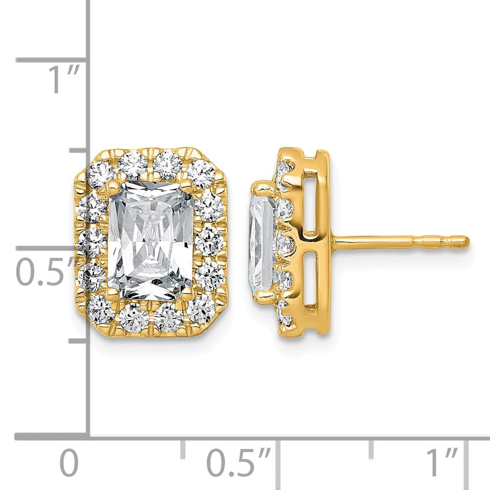 14k 3 7/8ct Lab Grown Diamond VS+ F+ Comp Radiant Halo Post Earrings