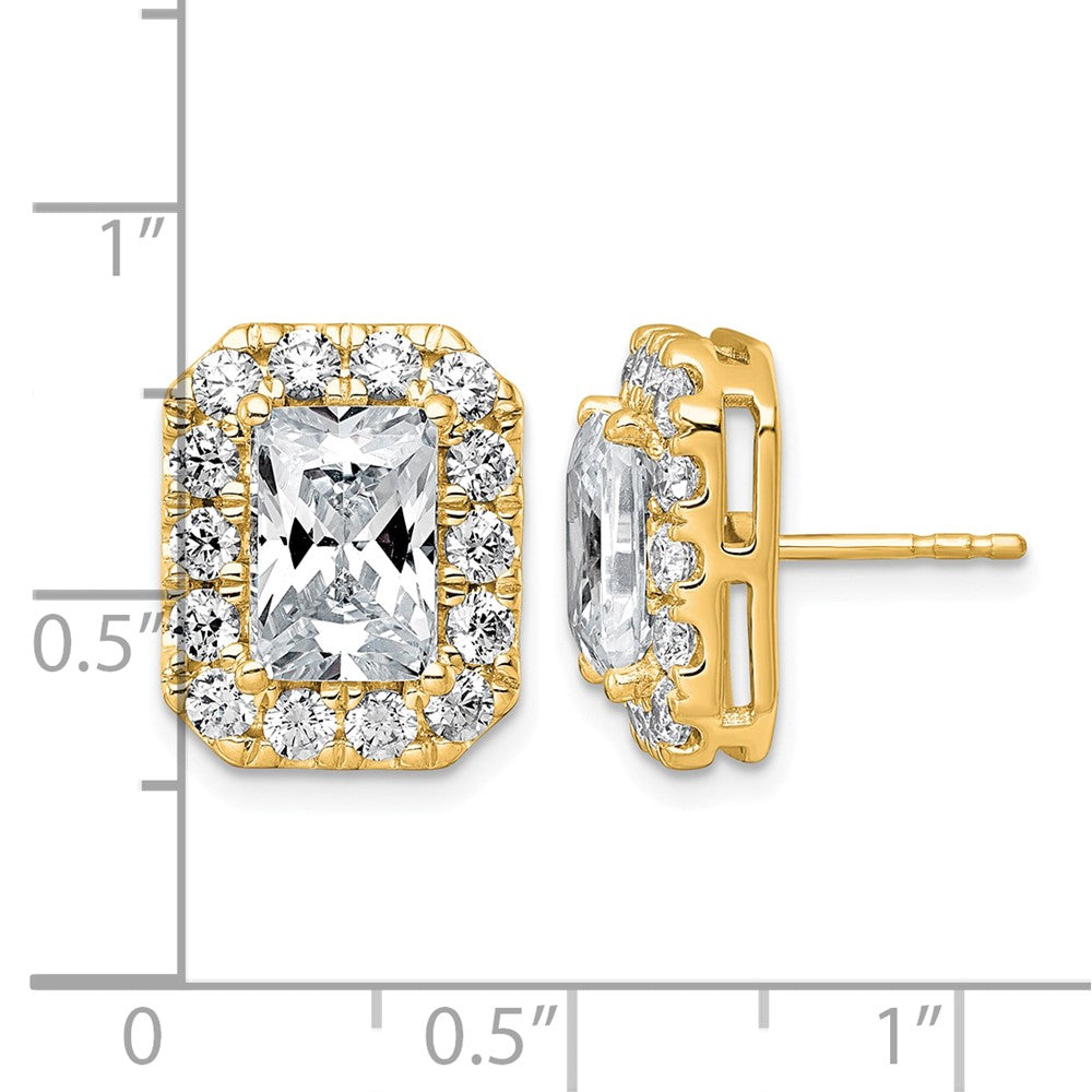 14k 5 3/4ct Lab Grown Diamond VS+ F+ Comp Radiant Halo Post Earrings
