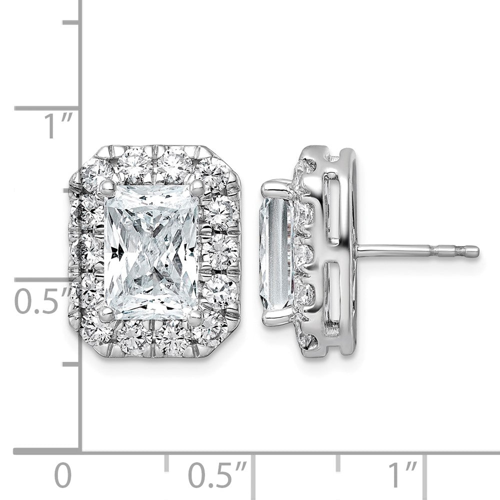 14kw 7ct Lab Grown Diamond VS+ F+ Comp Radiant Halo Post Earrings
