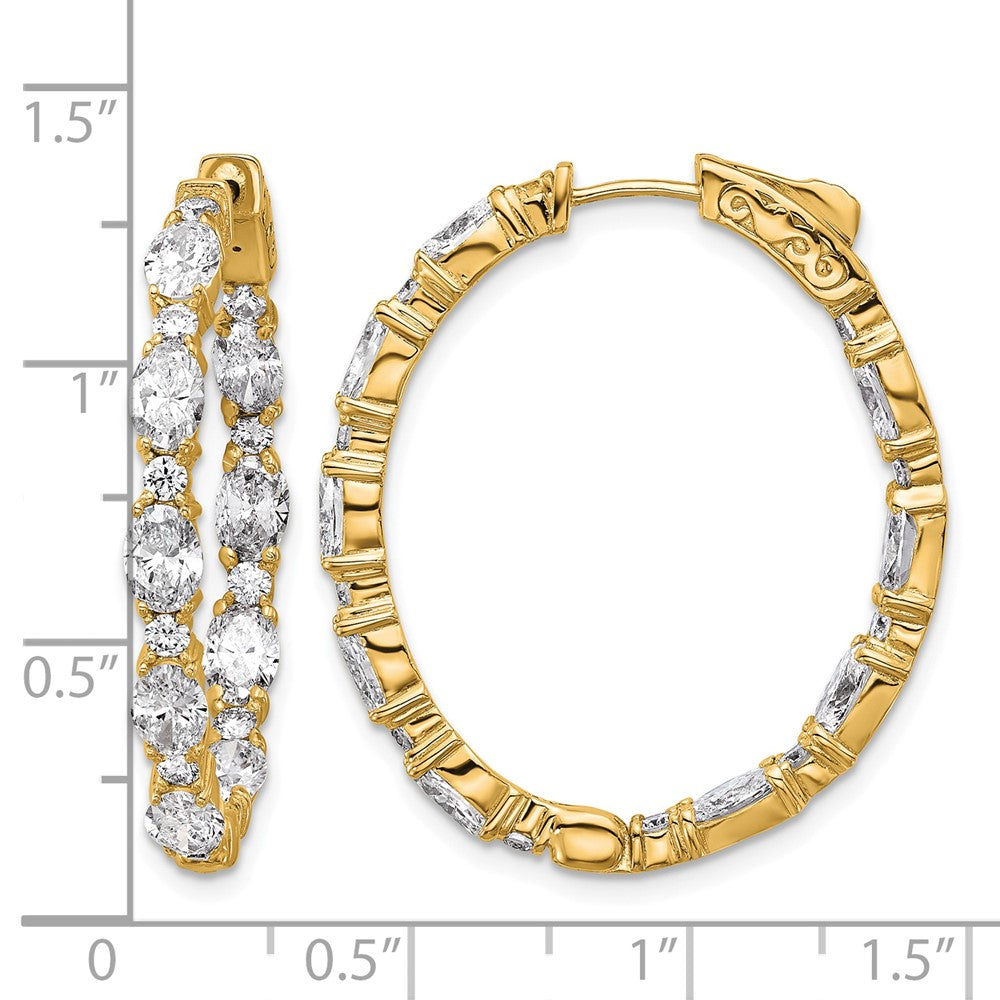 14k 5 1/4ct Lab Grown Dia VS/SI+ G+ Oval&Round Comp In/Out Hoop Earrings