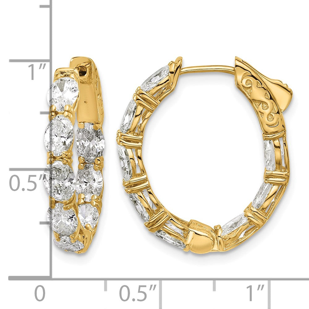 14k 4ct Lab Grown Dia VS/SI+ G+ Oval&Round Complete In/Out Hoop Earrings