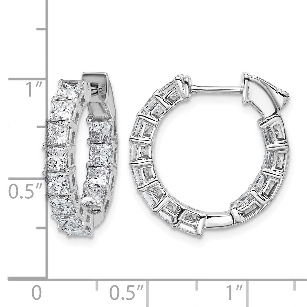 14kw 4ct Lab Grown Dia VS+ F+ Princess Complete In/Out Hoop Earrings