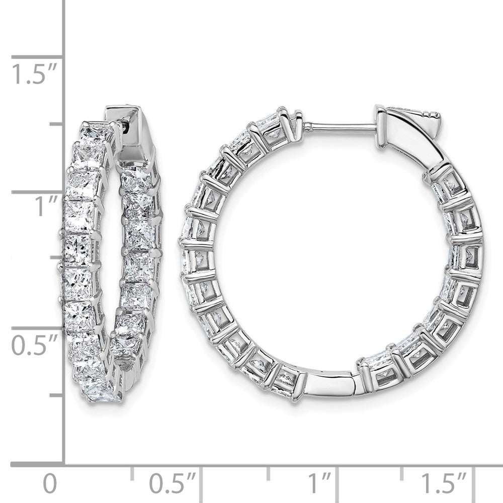 14kw 6 1/8 Lab Grown Dia VS/SI+ G+ Princess Complete In/Out Hoop Earrings