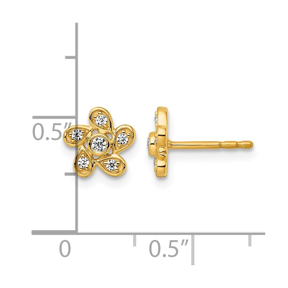 14k 1/8ct Lab Grown Diamond VS+ F+ Complete Flower Post Earrings
