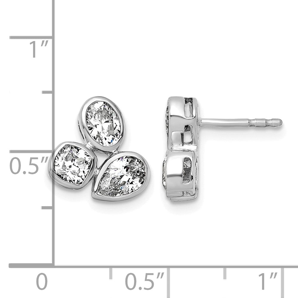 14kw 2ct Lab Grown Dia VS+ F+ Comp Oval Pear&Cushion 3 Stone Earrings
